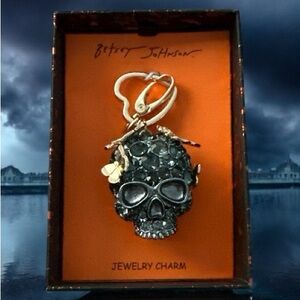 Betsey Johnson Skull Jewelry Charm with Butterflies with Gemstone Accents